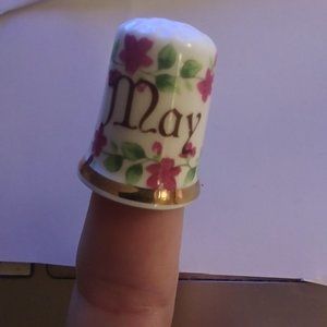 Finsbury Thimble Fine Bone China May Birthday pink floral vintage collectable